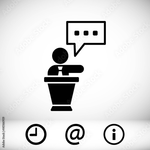 lectern with microphone icon stock vector illustration flat design
