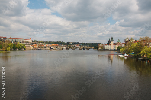 Old Town reflected in the River Vltava shot from Strelecky Ostrov Island Prague © djedayspb