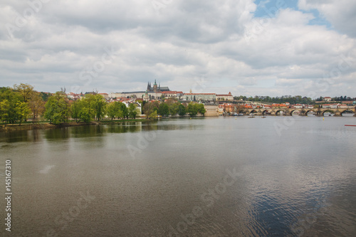 Czech Republic  Prague. View of castle with river Vltava