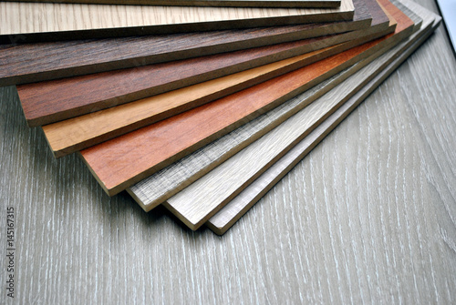 Wooden color sample boards for interior design.