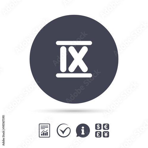 Roman numeral nine icon. Roman number nine sign.