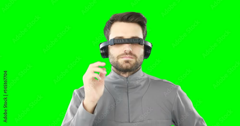 Man using virtual reality headset Man using virtual reality headset