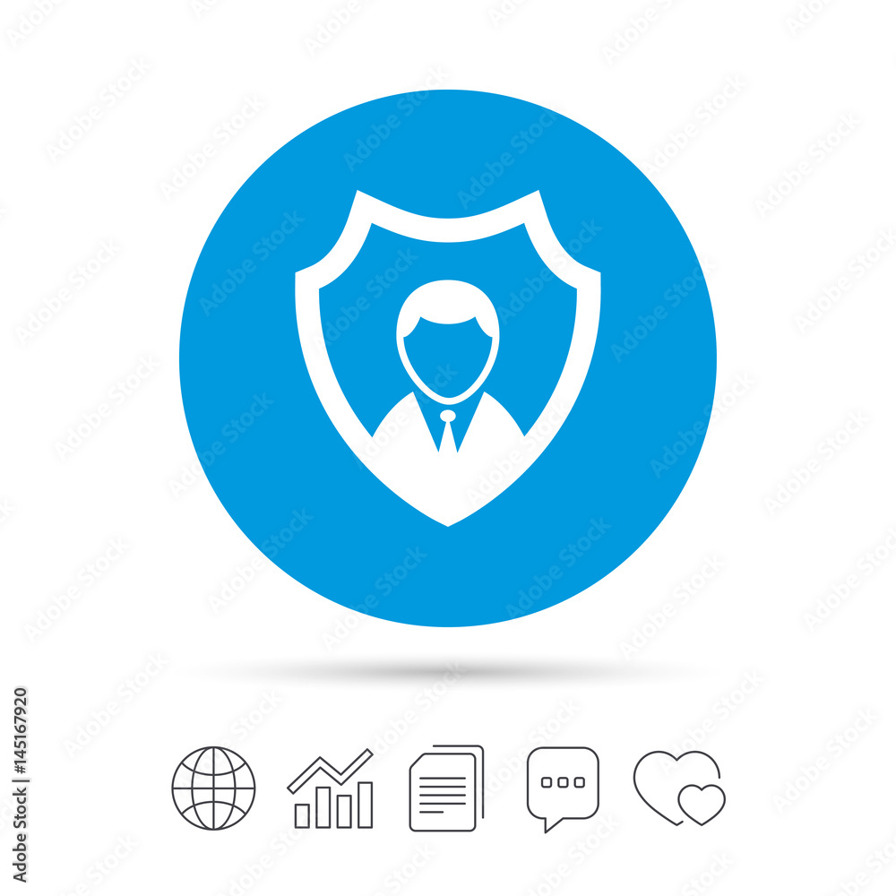 Security agency icon. Shield protection symbol.