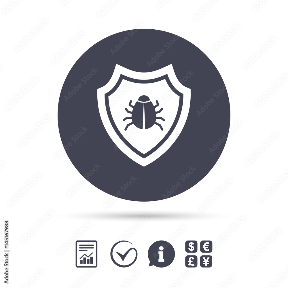 Shield sign icon. Virus protection symbol. Shield sign icon. Virus protection symbol.