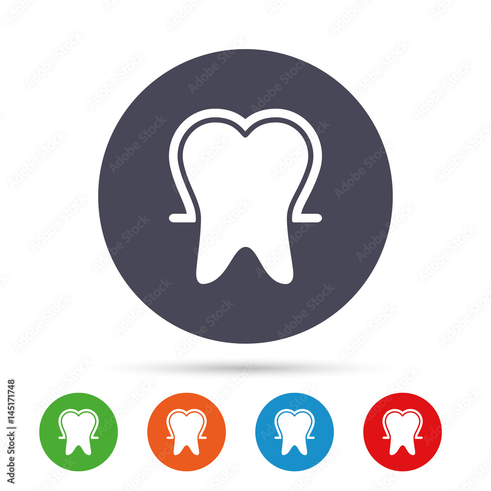 Tooth enamel protection sign icon. Dental care symbol. Tooth enamel protection sign icon. Dental care symbol.