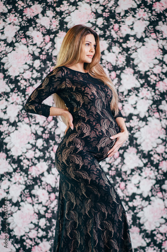 beauty portrait of sexy pregnant glamour woman