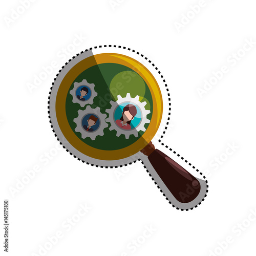 magnifying glass people pictures vector icon illustration