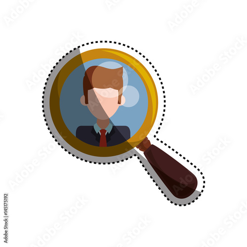 magnifying glass tool man picture vector icon illustration