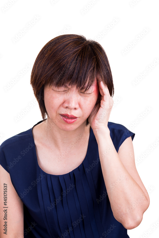 Asian women suffering from painful headache migraine Asian women suffering from painful headache migraine