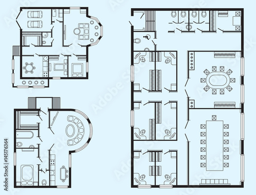 Modern office architectural plan interior furniture and construction design drawing project