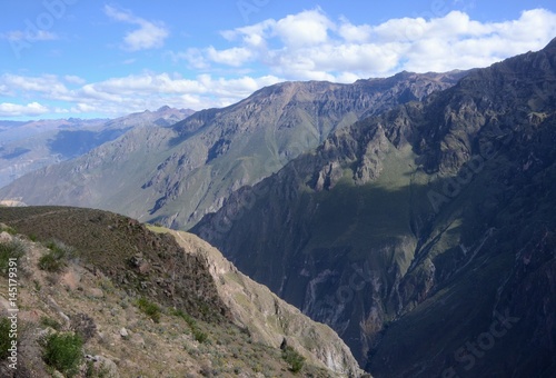 Beautiful summer day in the high Andes above the depths of the Colca Canyon.