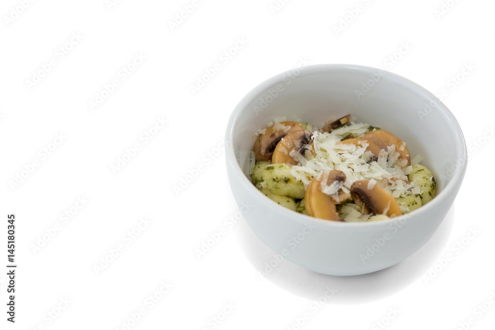 High angle view of prepared pasta served in bowl High angle view of prepared pasta served in bowl
