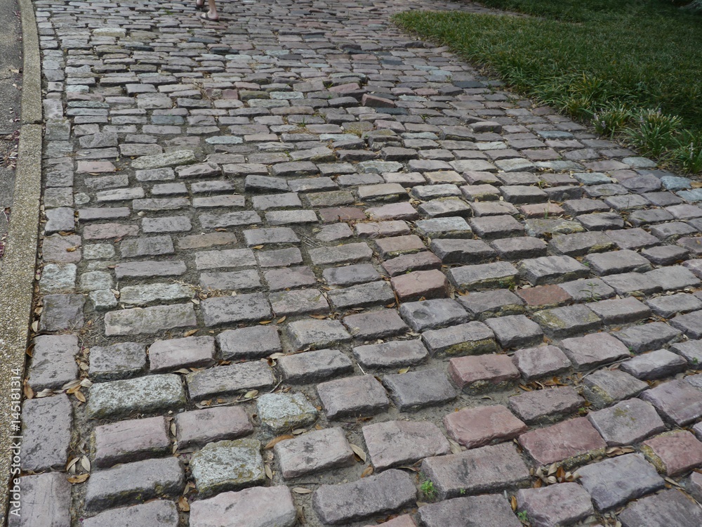Cobblestone street Streets paved with cobblestones make several places retain their rustic, quaint appearance.