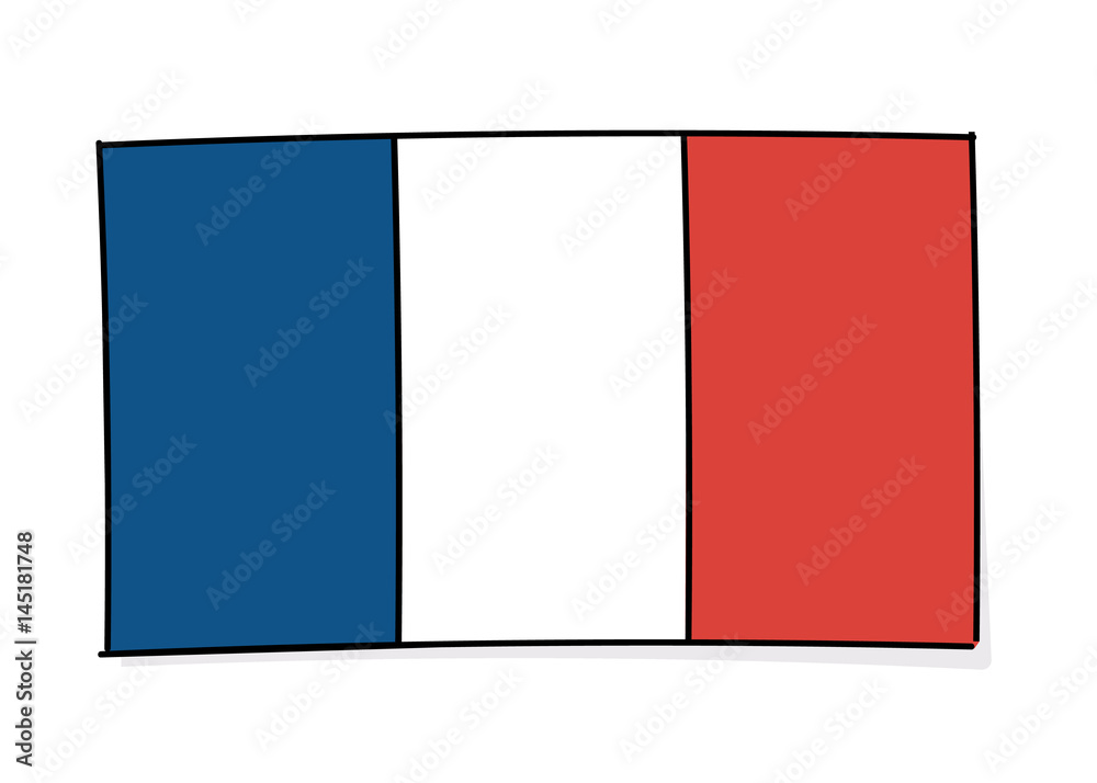 French flag icon doodle. Vector illustration French flag icon doodle. Vector illustration