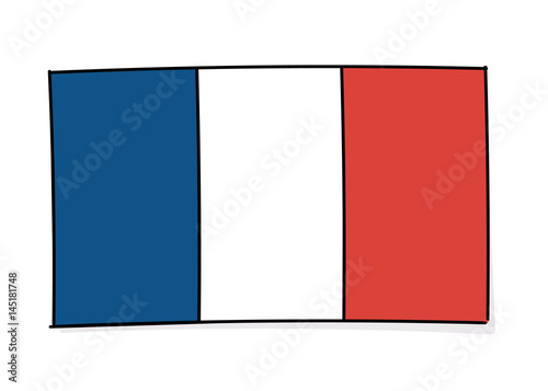 French flag icon doodle. Vector illustration