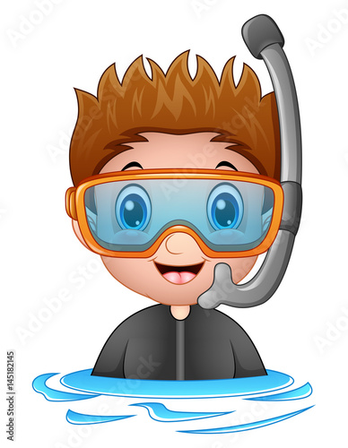 Snorkeling boy cartoon