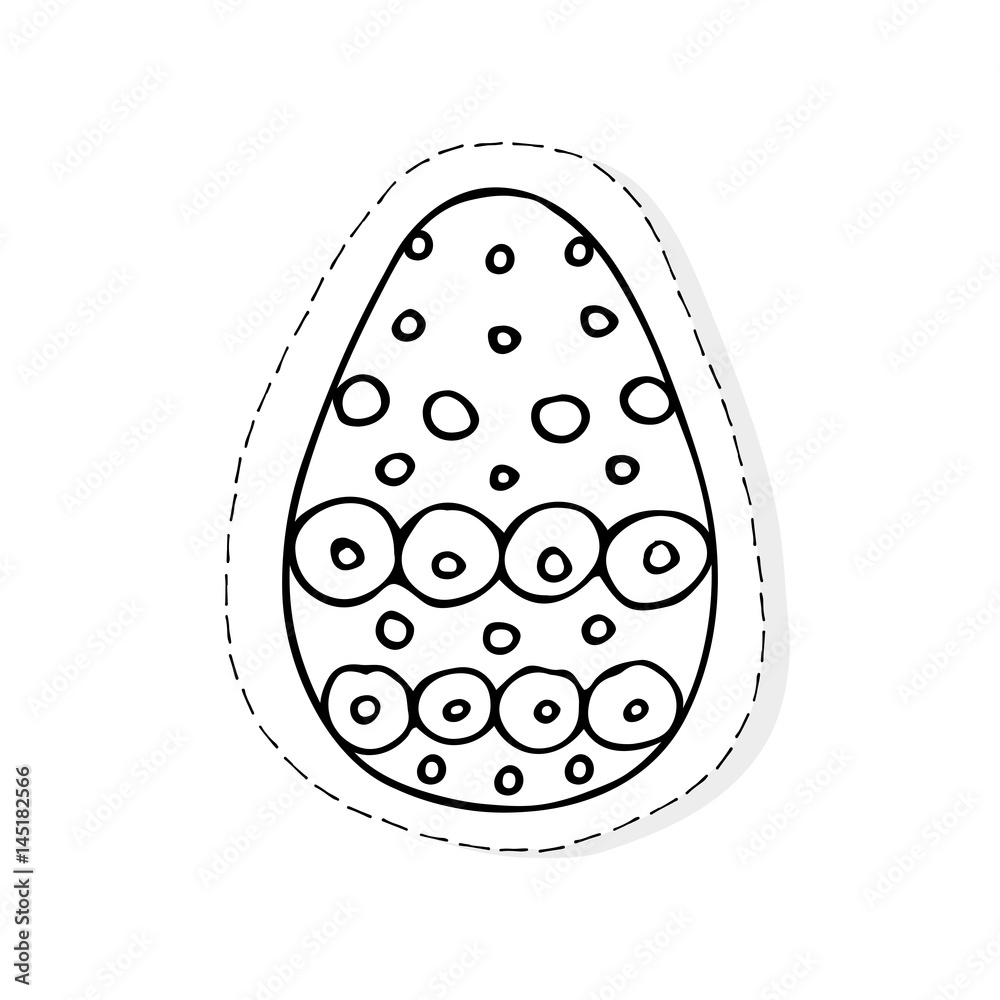 Hand drawn Easter related icon sticker - egg decorated with doodle elements. Vector illustration Cartoon spring holiday concept. Decoration colorful eggs, with cute borders, girly sketch style Hand drawn Easter related icon sticker - egg decorated with doodle elements. Vector illustration Cartoon spring holiday concept. Decoration colorful eggs, with cute borders, girly sketch style