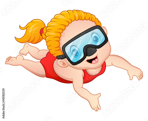 Snorkeling girl cartoon