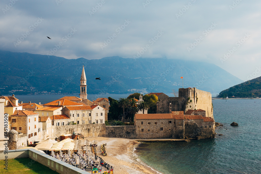 Old Town Budva in Montenegro in the summer.