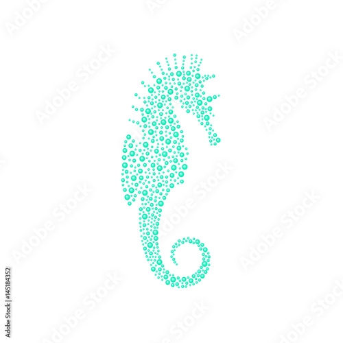 Seahorse made of turquoise balls 
