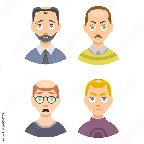 Information chart of hair loss stages types of baldness illustrated on male head vector.