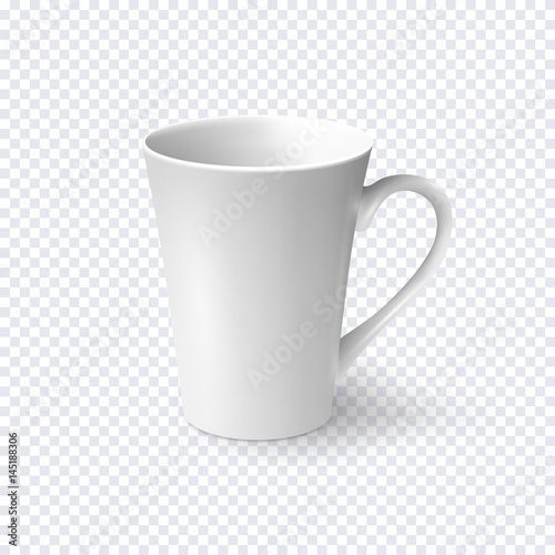 Realistic white coffee cup isolated on transparent background