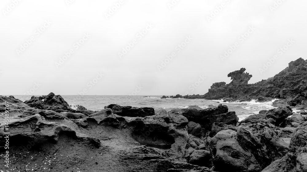 Obraz premium Dragon Head Rock dark or Yongduam of Jeju Island South Korea 