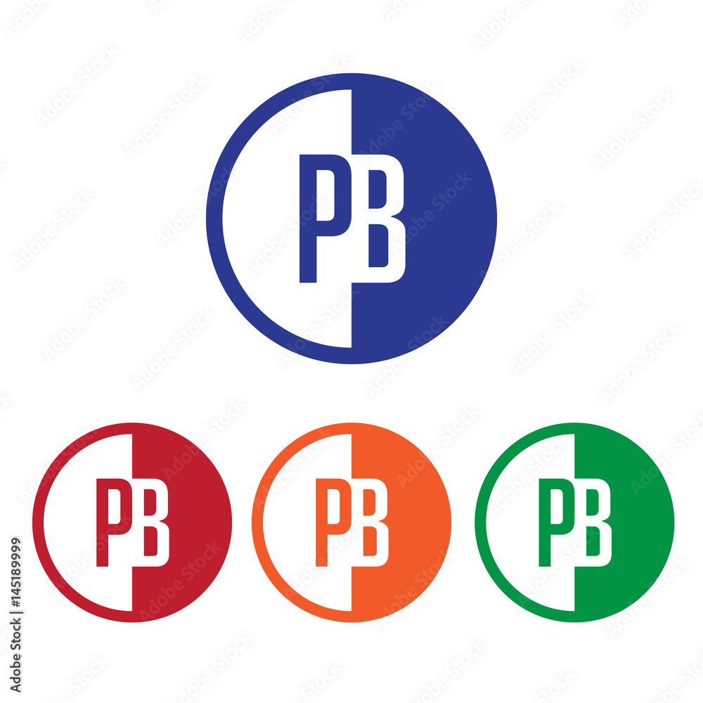 PB initial circle half logo blue,red,orange and green color PB initial circle half logo blue,red,orange and green color