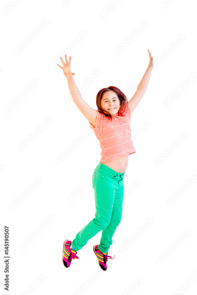 Happy girl jumping Happy girl jumping