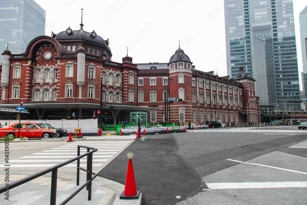 Tokyo station Japanese transportation building in Tokyo Japan on March 31, 2017