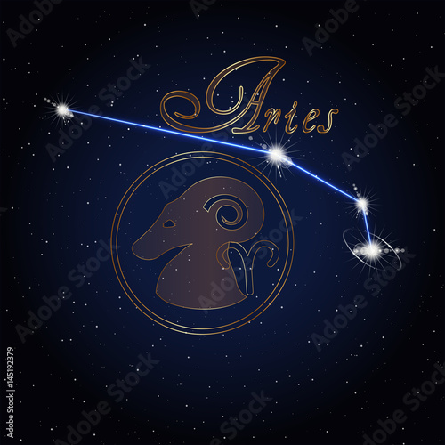 Fototapeta Naklejka Na Ścianę i Meble -  Aries Astrology constellation of the zodiac
