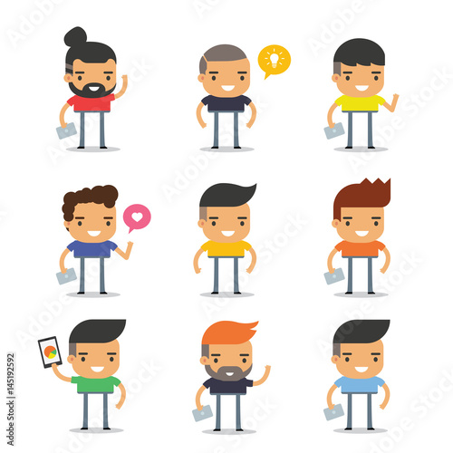 Man Character vector, Geek and many stye concept. Vector illustration 