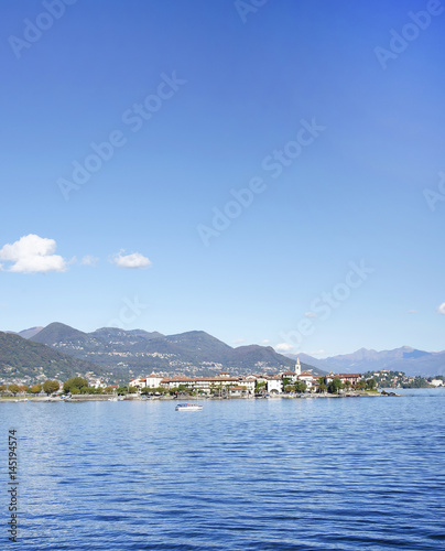 Lago Maggiore and Isola dei Pescatori seen from Stresa town Italy, Europe, end october 2016 © rmikka