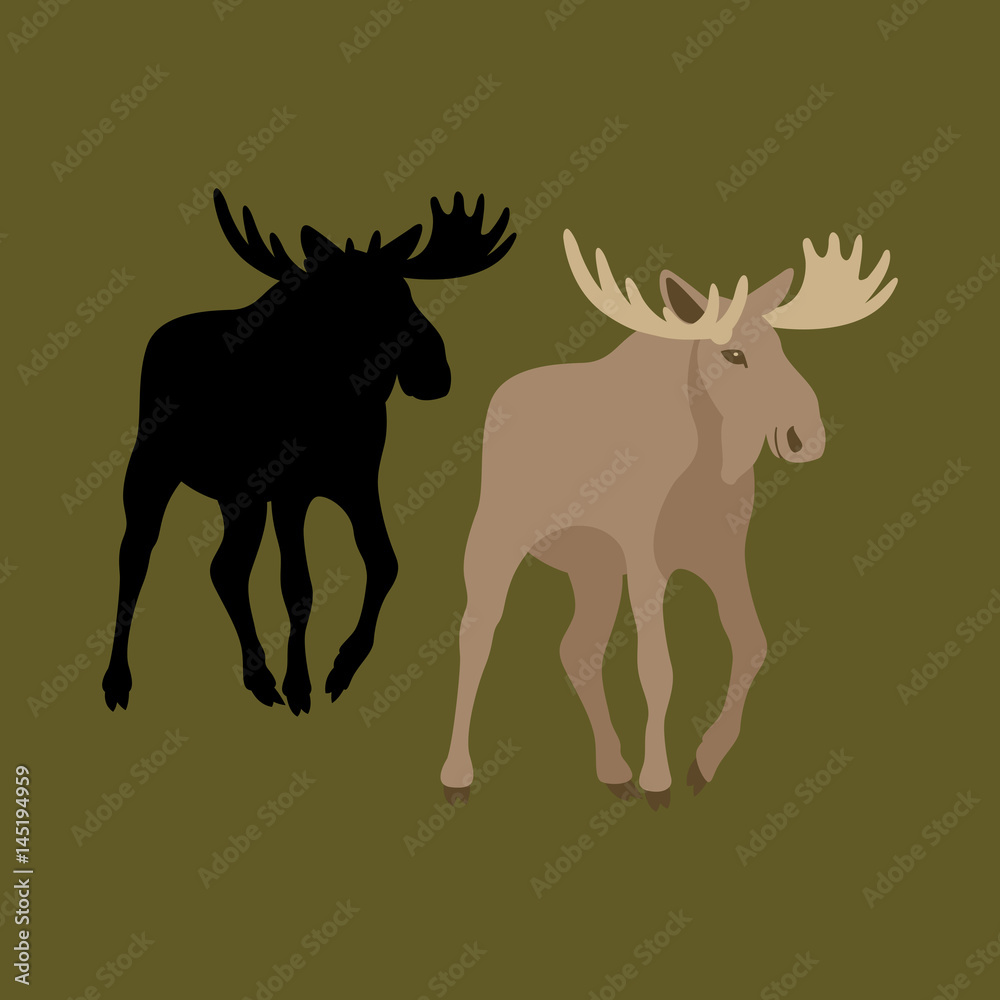moose vector illustration style Flat silhouette moose vector illustration style Flat silhouette