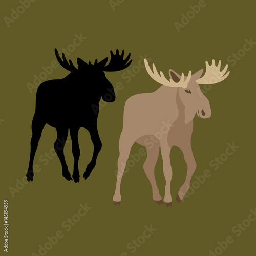 moose vector illustration style Flat silhouette