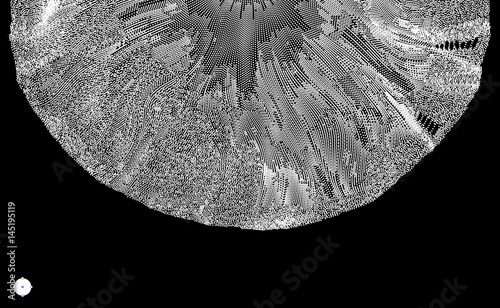 Array with Dynamic Particles. 3D Technology Style. Abstract Background. Vector Illustration.