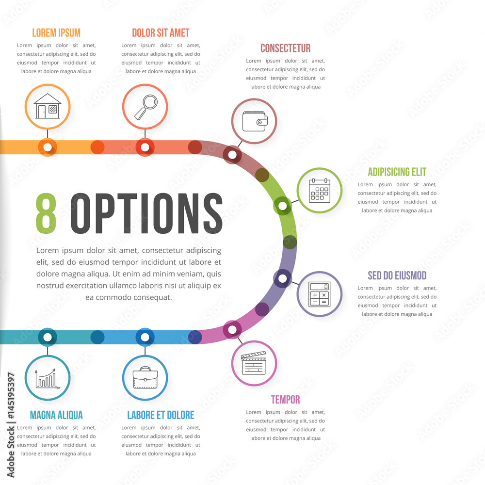 Fototapeta premium 8 Options Infographic Template