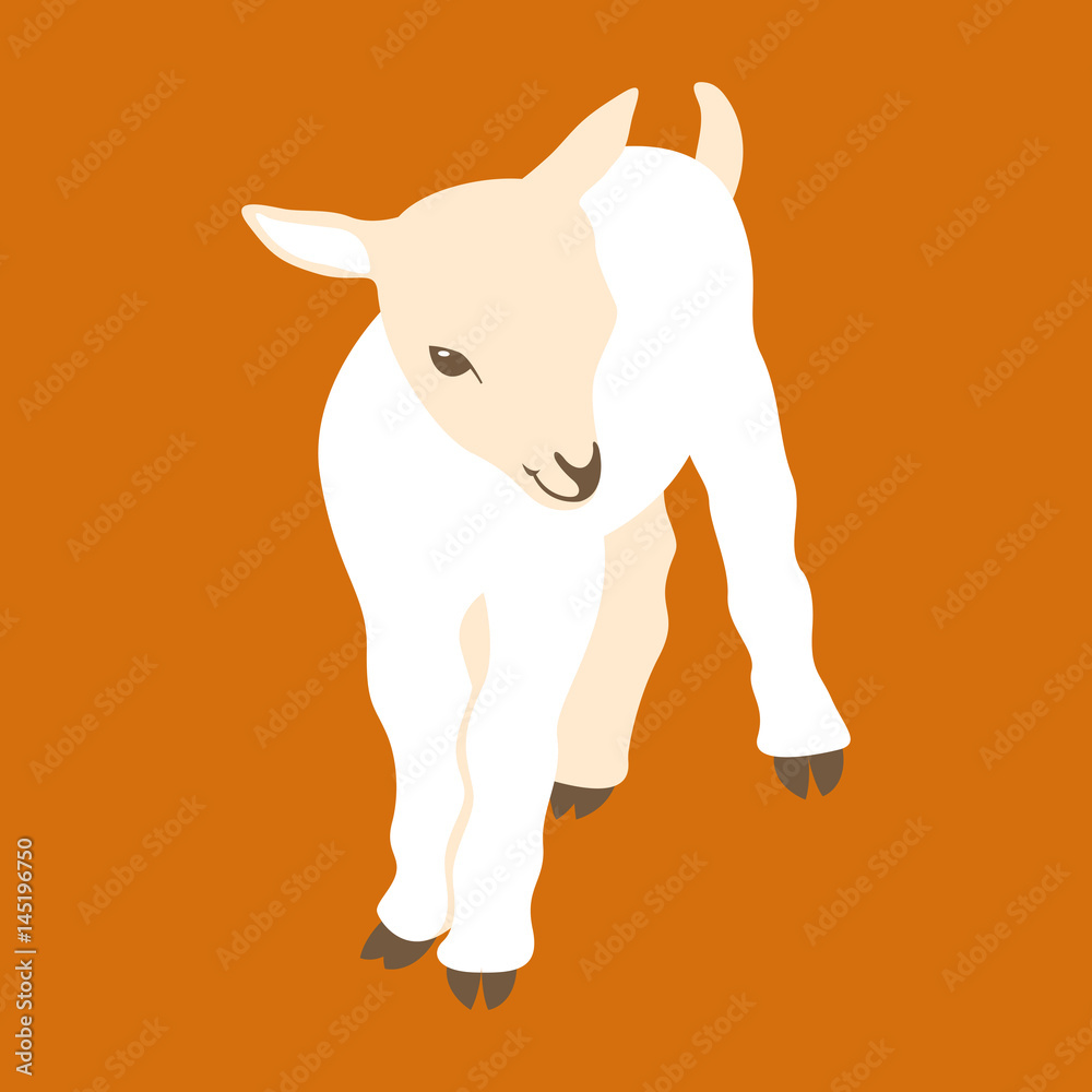 Obraz premium kid goat vector illustration style Flat 