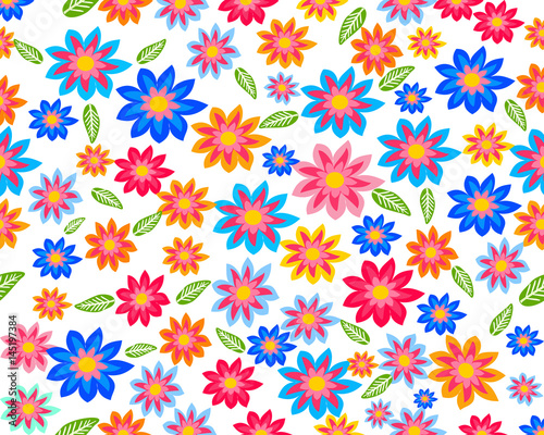 Colorful Spring flower filling the frame on white background