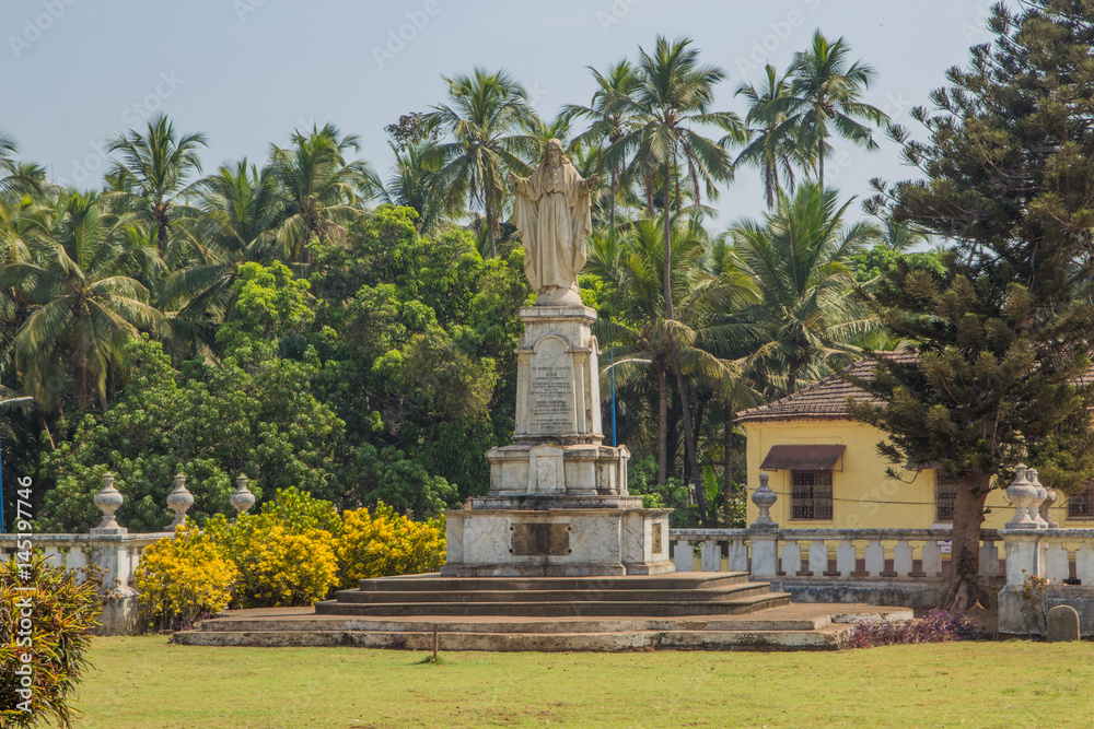 Sacred Heart of Jesus, statue at the yard of St. Catherine Cathedral,  Old Goa, India