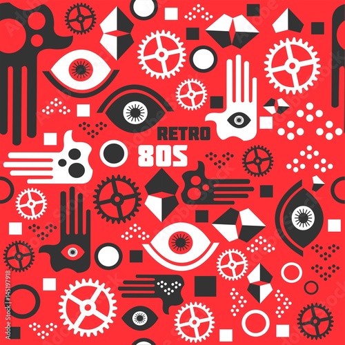 Seamless vector pattern with graphic elements. Retro style.