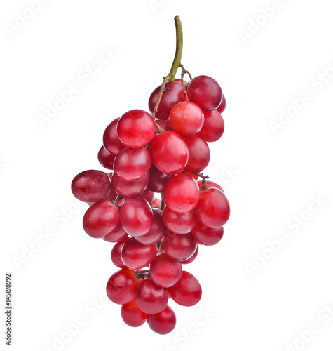fresh red grapes isolated on white background