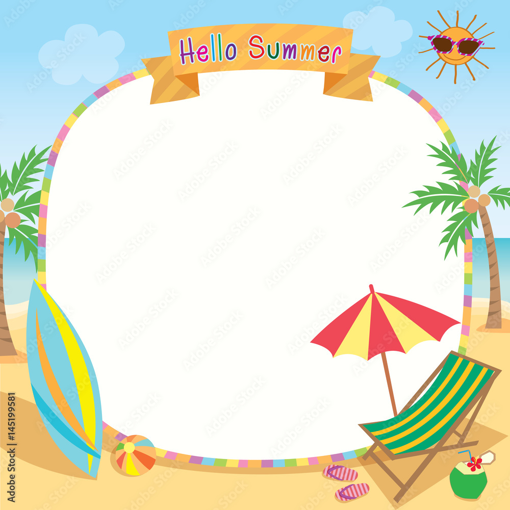 Illustration of summer season background with frame Stock Vector ...