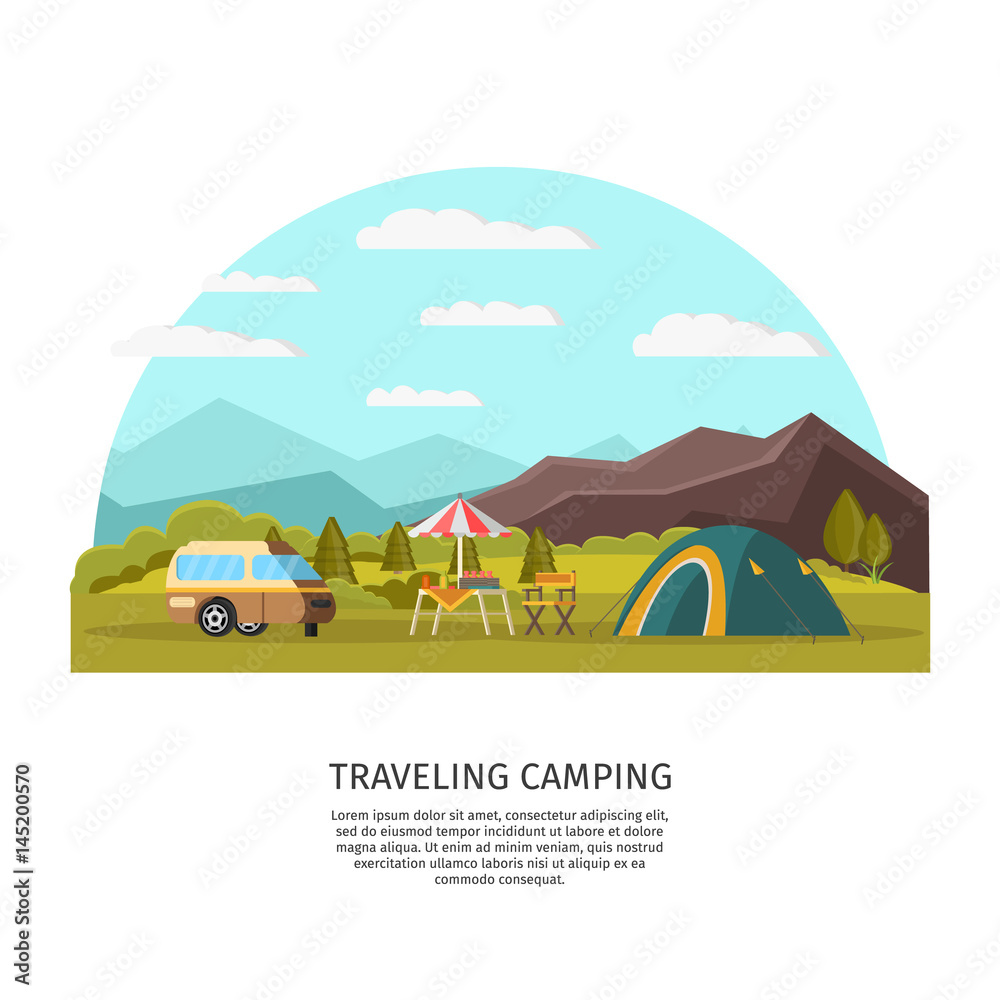 Colorful Camping Concept