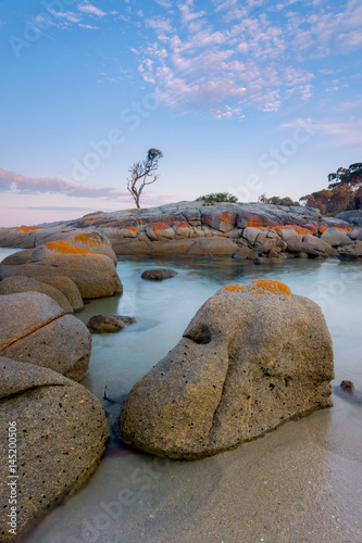 Bay of Fires, Binalong Bay red boulders at sunset, Australia Tasmania photo