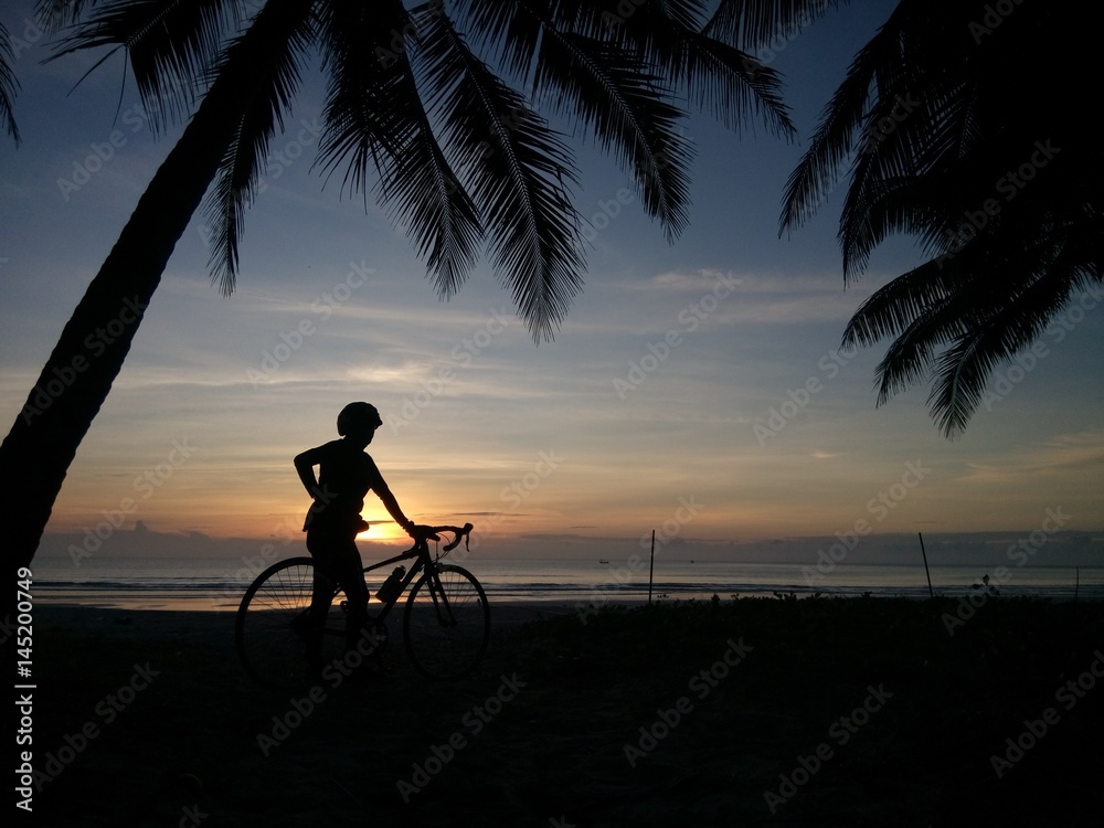 Cycling to a seaside in the Gulf of Thailand.