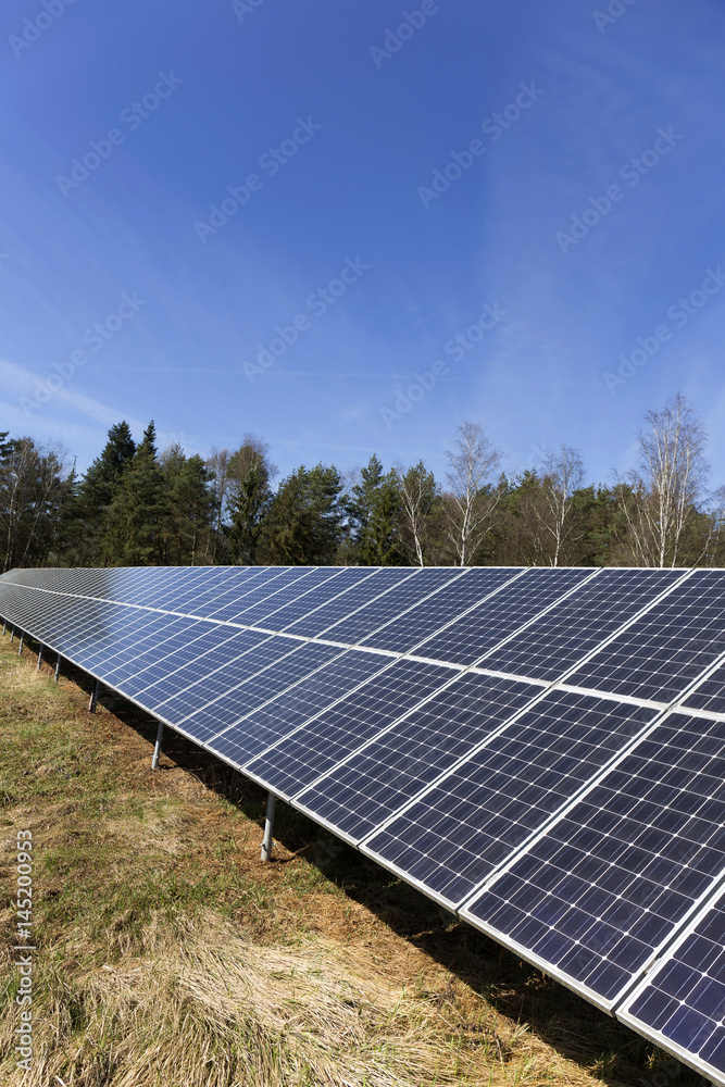 Solar Power Station in the spring Nature