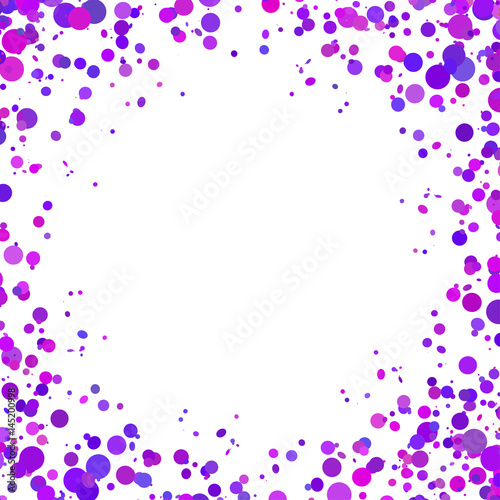 Abstract background with falling purple confetti. Empty space for text. Background for holiday cards, greetings.