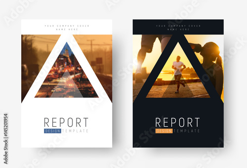  Design of modern flyers with triangles for photos.