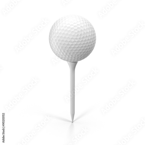 Golf ball on tee, isolated on white. 3D illustration